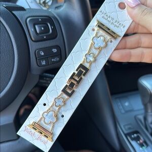 Altar’d State Apple Watch Band Gold with White Clover
